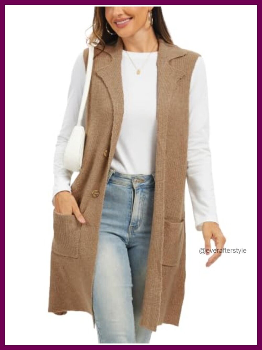Sleeveless Open Front Cardigan Vest Belted Knit Sweater Women's